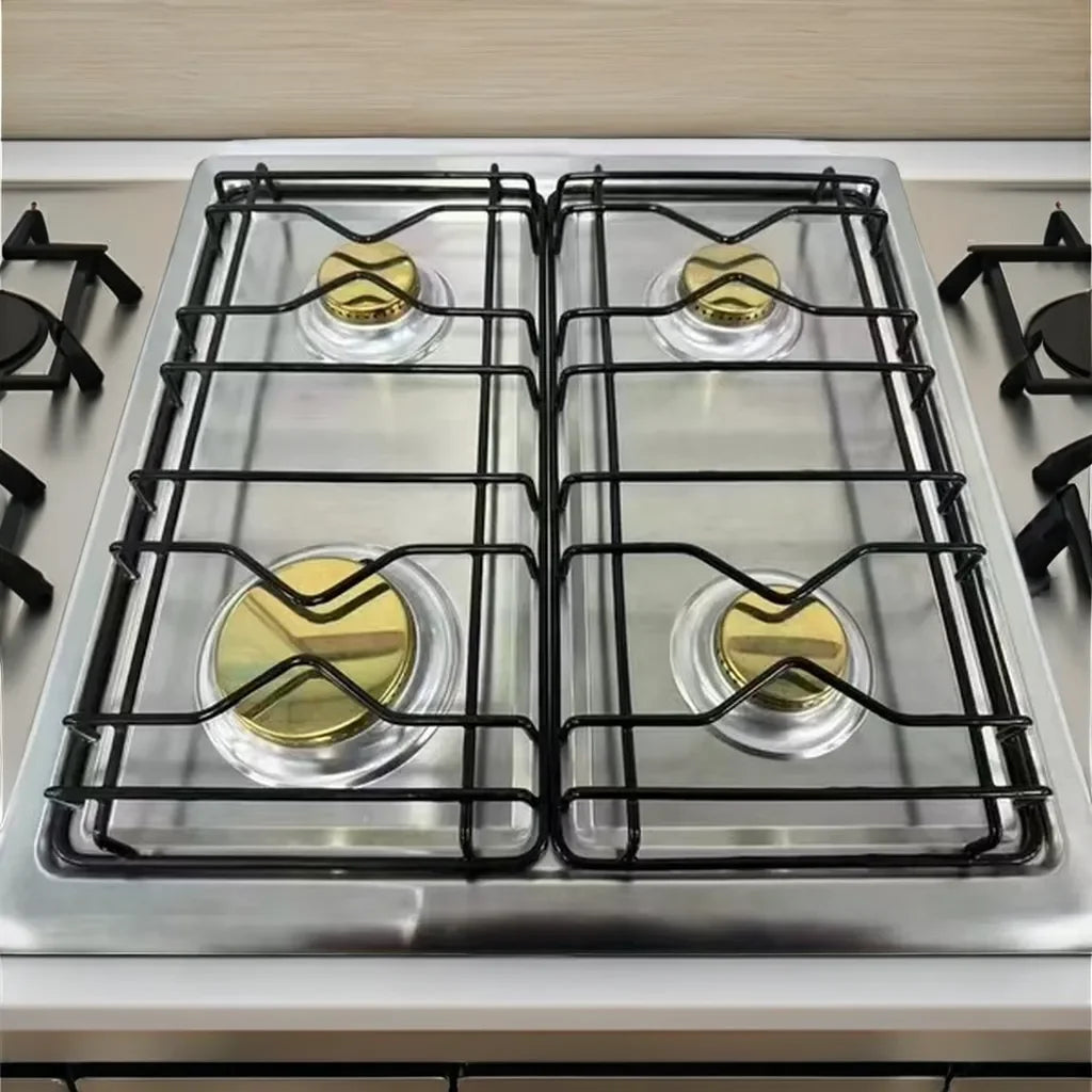 4 Gas Burners Stove, 600W, Oven Convection, One-Piece Tempered Glass Kitchen Rack For Home RV, Use Manual, Free-Standing