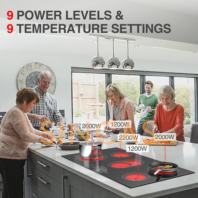 Five-Burner Induction Cooker Electric Ceramic Cooker Embedded High-Power Kitchen Appliance Multi-Burner Hot Pot Cooking Stove