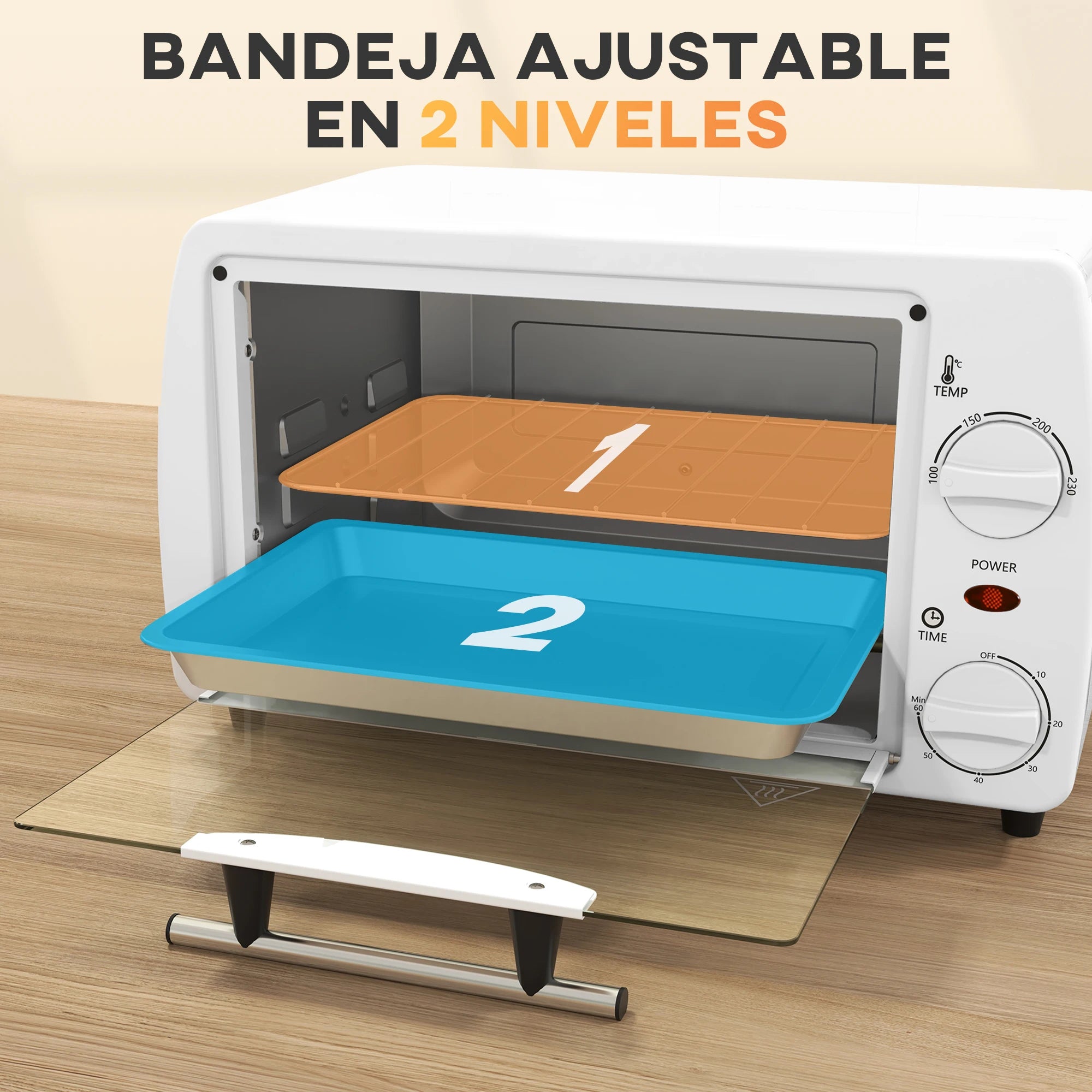 HOMCOM electric oven table top 10 litres 750W 36,5x26x22 cm White