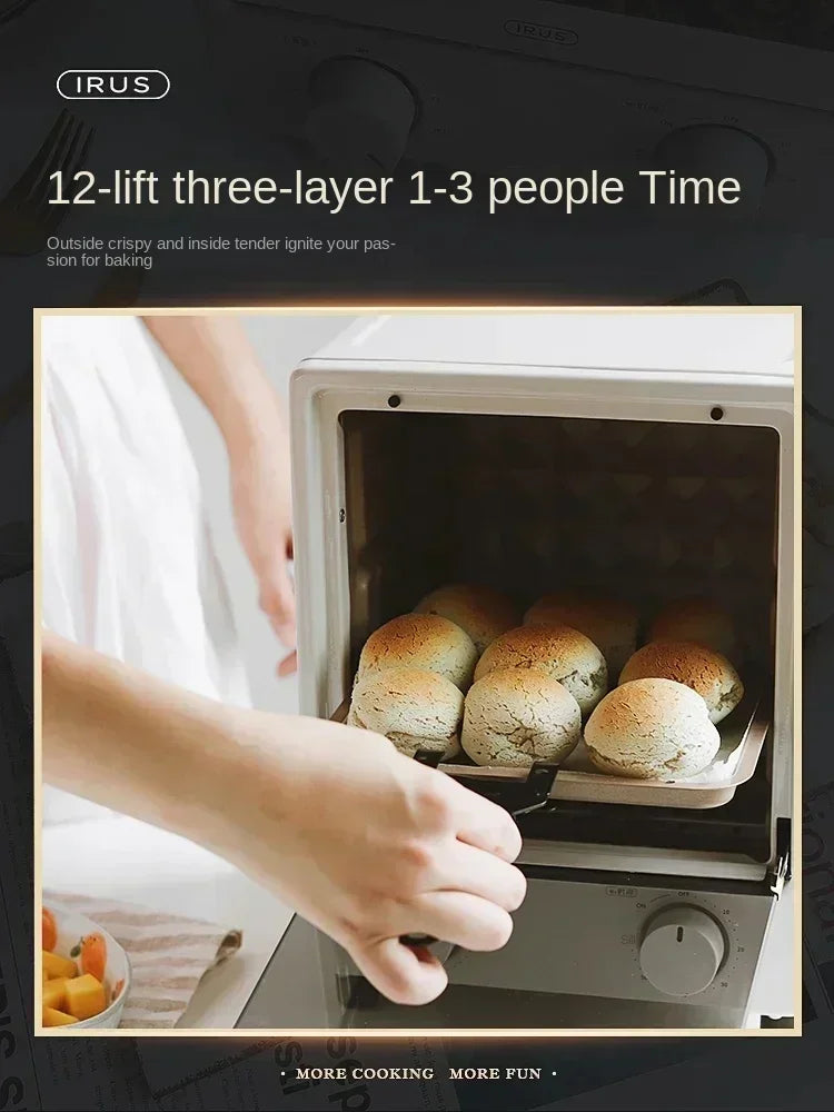 220V Bring Retro Style Into Your Kitchen with IRUS Electric Oven - Multi-functional 12L Baking Toaster C