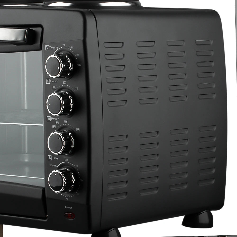 55L 2 In 1 Hot Plate Kitchen Portable Small Oven For Baking Electric Microwave Oven With Visual Glass Door
