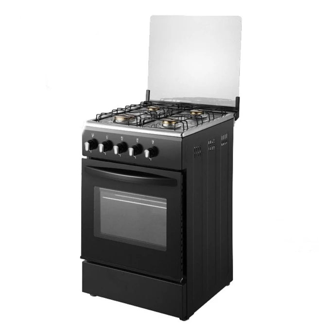 4 Gas Burners Stove, 600W, Oven Convection, One-Piece Tempered Glass Kitchen Rack For Home RV, Use Manual, Free-Standing