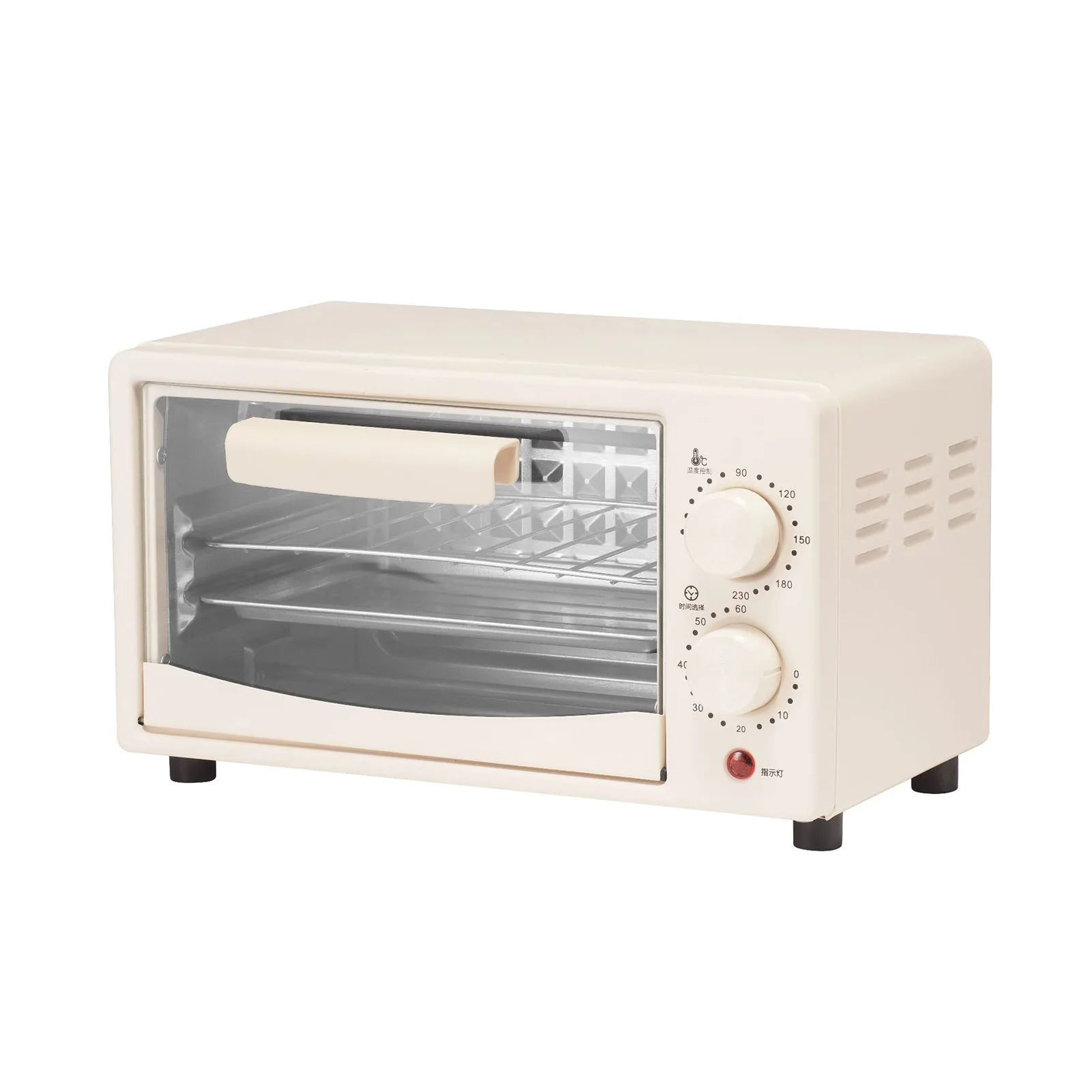 Baking Oven 2 Rack Capacity Multifunctional 12L Beige Intelligent Control Highly Efficient Heating Small Toaster Oven for Home
