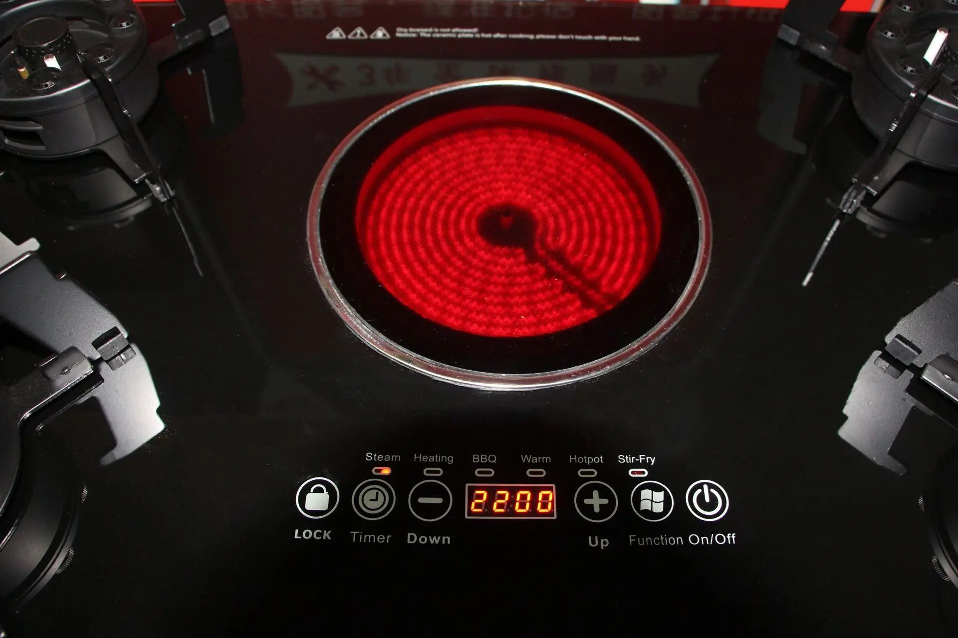 Dual Fuel Glass Cooktop - Electric & Gas Burner Stove with Tempered Glass for Home Kitchen, Energy Efficient Appliance