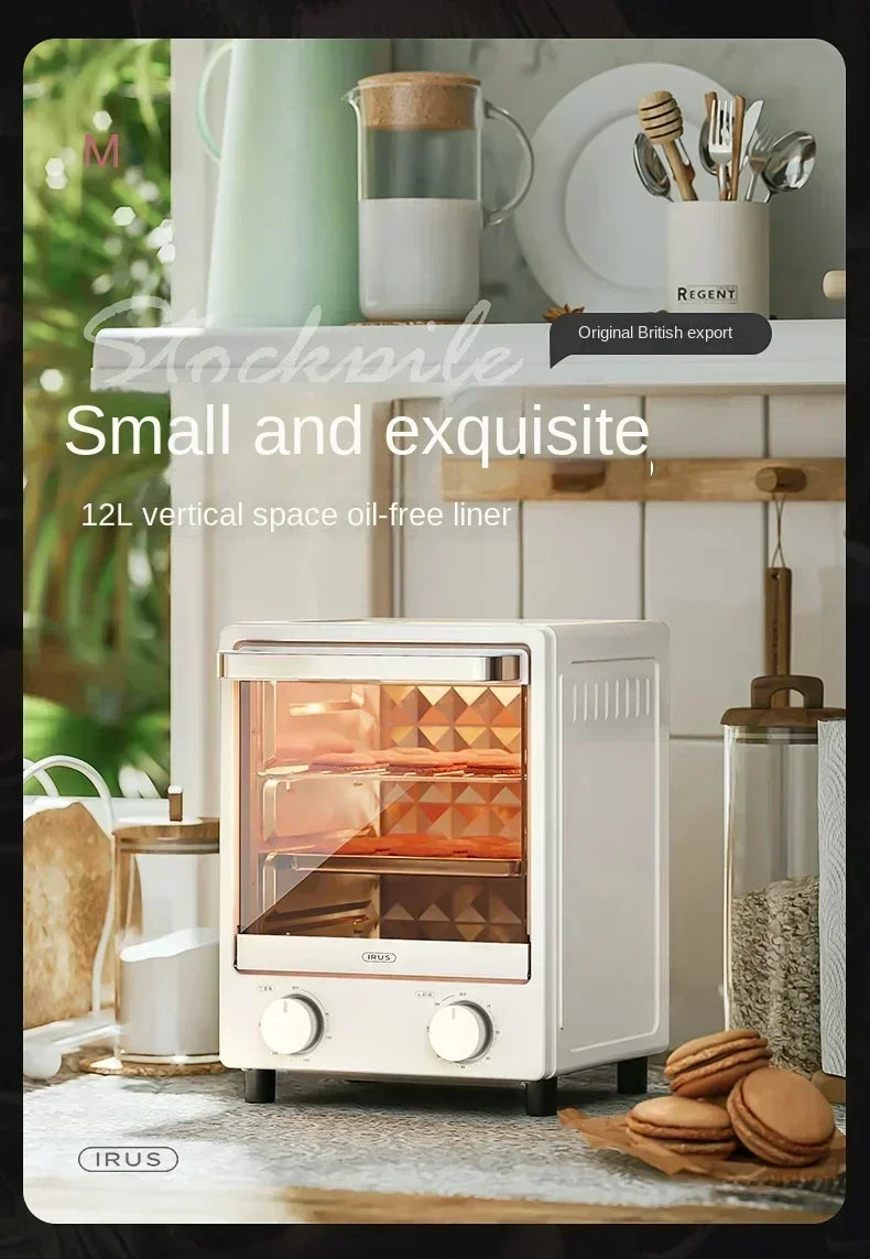 220V Bring Retro Style Into Your Kitchen with IRUS Electric Oven - Multi-functional 12L Baking Toaster C