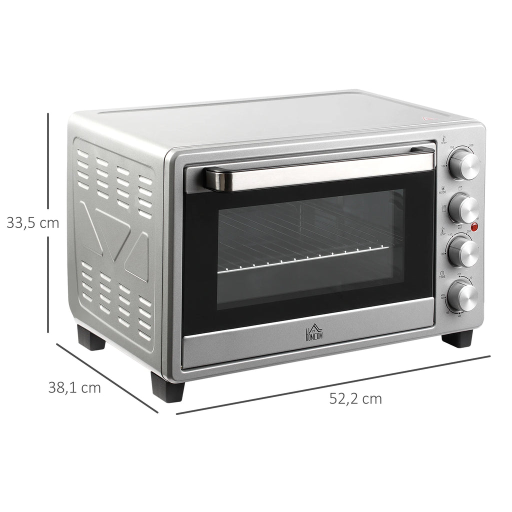 Homcom Mini Electric Oven 32L 1600W 52.2X38.1X33.5 cm Silver