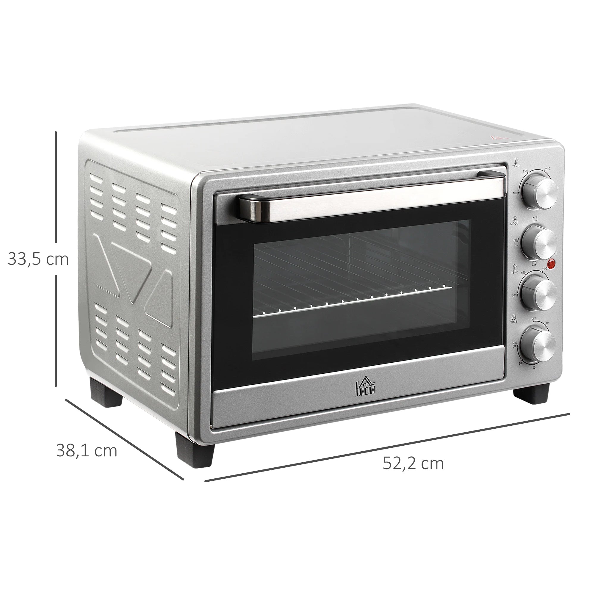 Homcom Mini Electric Oven 32L 1600W 52.2X38.1X33.5 cm Silver