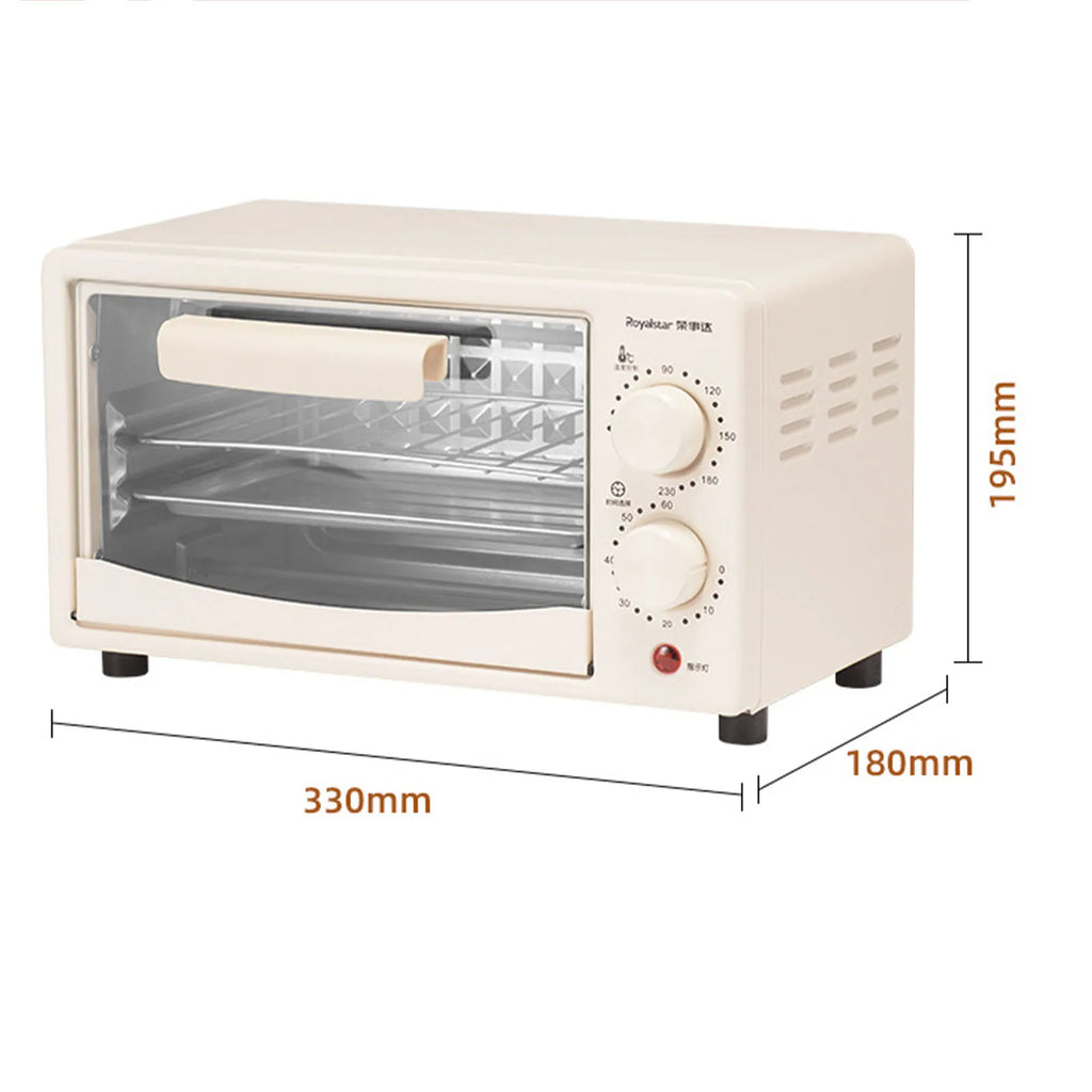 Baking Oven 2 Rack Capacity Multifunctional 12L Beige Intelligent Control Highly Efficient Heating Small Toaster Oven for Home