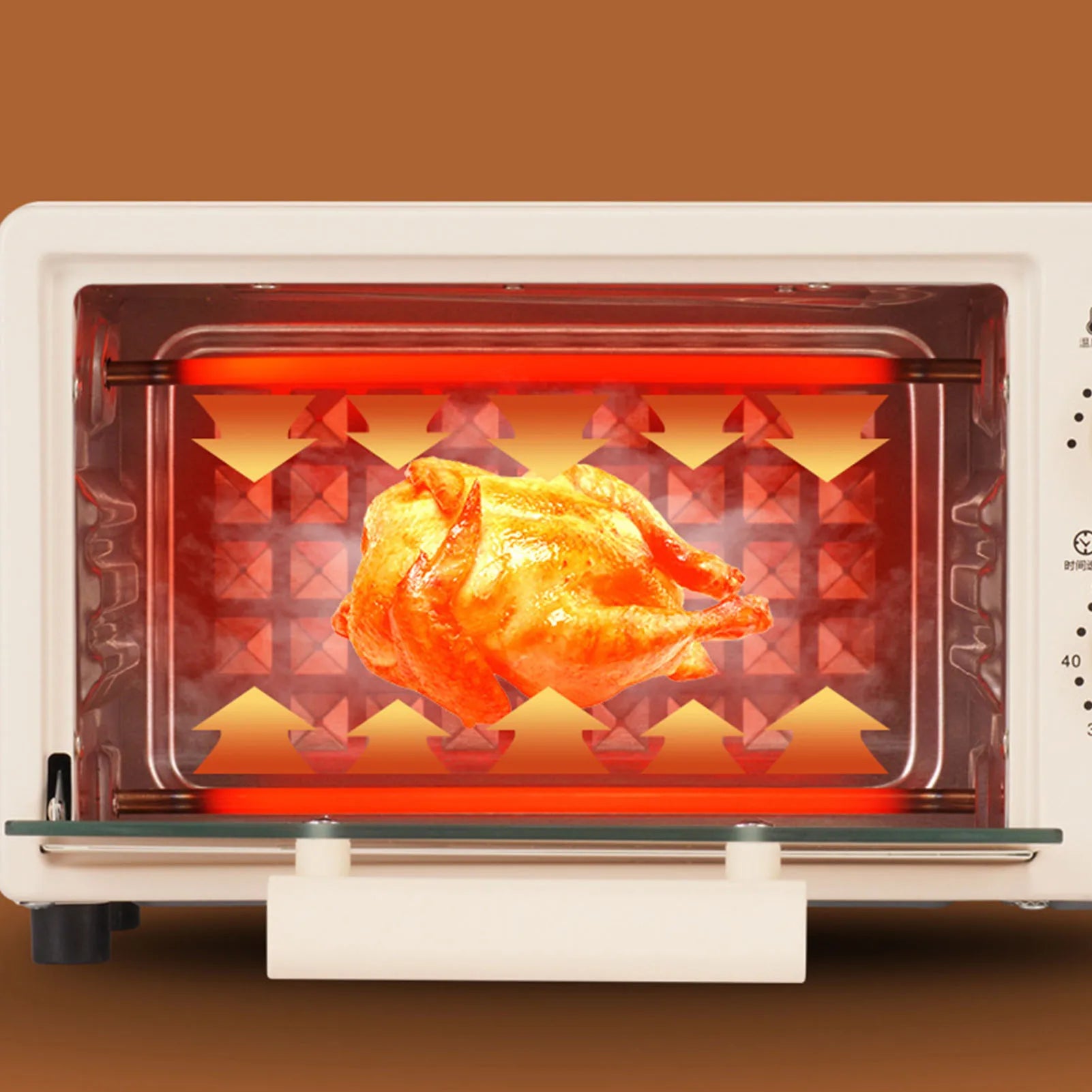 Baking Oven 2 Rack Capacity Multifunctional 12L Beige Intelligent Control Highly Efficient Heating Small Toaster Oven for Home