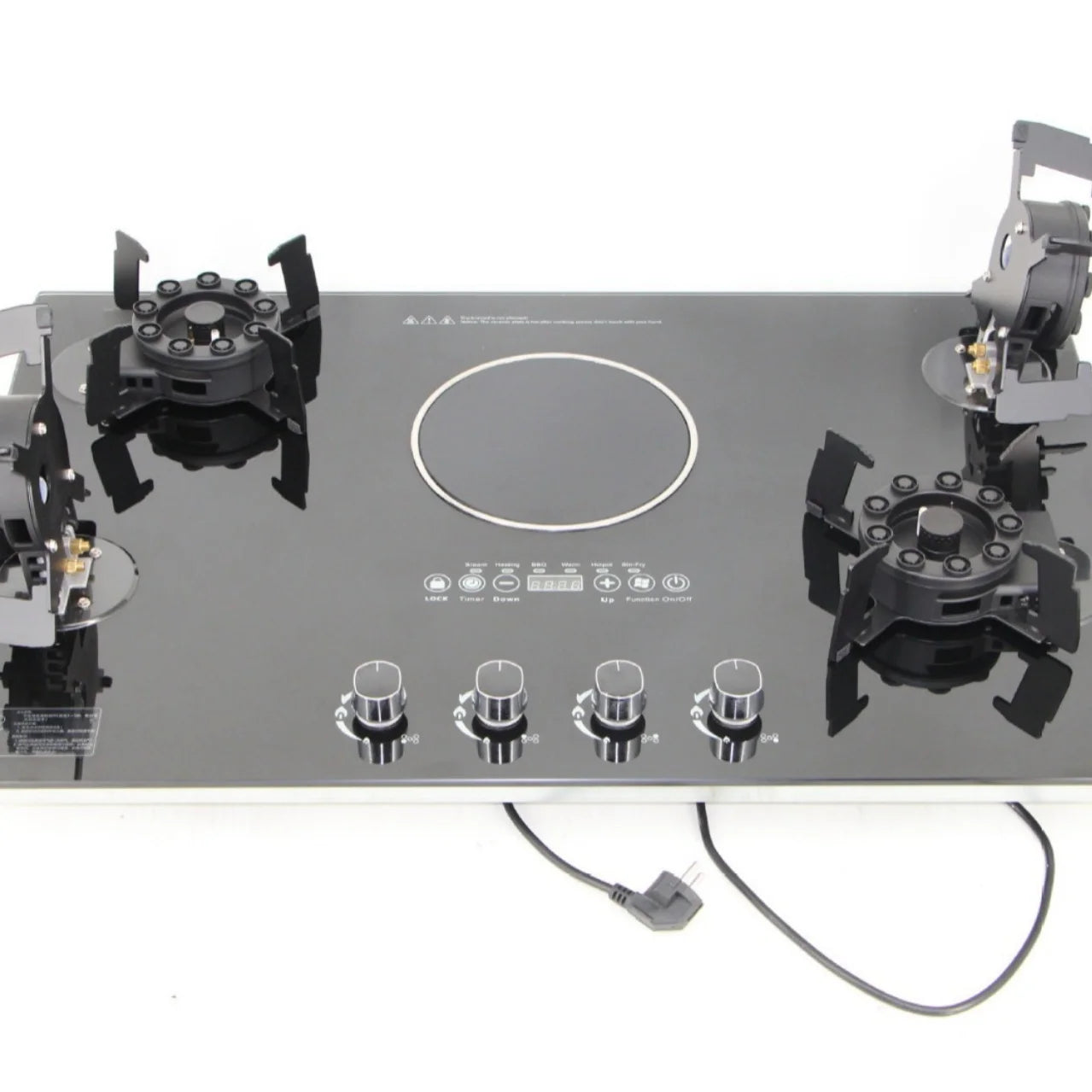 Dual Fuel Glass Cooktop - Electric & Gas Burner Stove with Tempered Glass for Home Kitchen, Energy Efficient Appliance