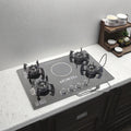 Dual Fuel Glass Cooktop - Electric & Gas Burner Stove with Tempered Glass for Home Kitchen, Energy Efficient Appliance