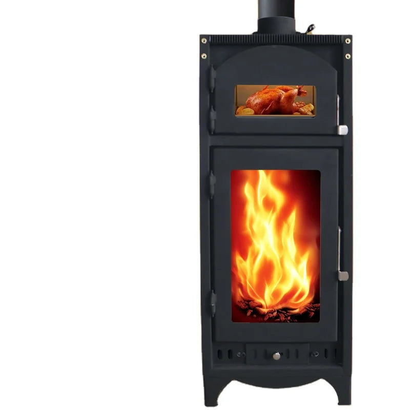 DUTRIEUXReal Fire Indoor Woodstove Fireplace With Oven European Style Freestanding Steel & Wood Burning Stove for Living Room