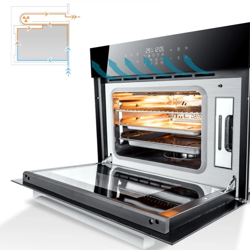 Built-In Microwave Oven 60cm Black with Grill & Convection 40L Capacity, Perfect for Modern Kitchens